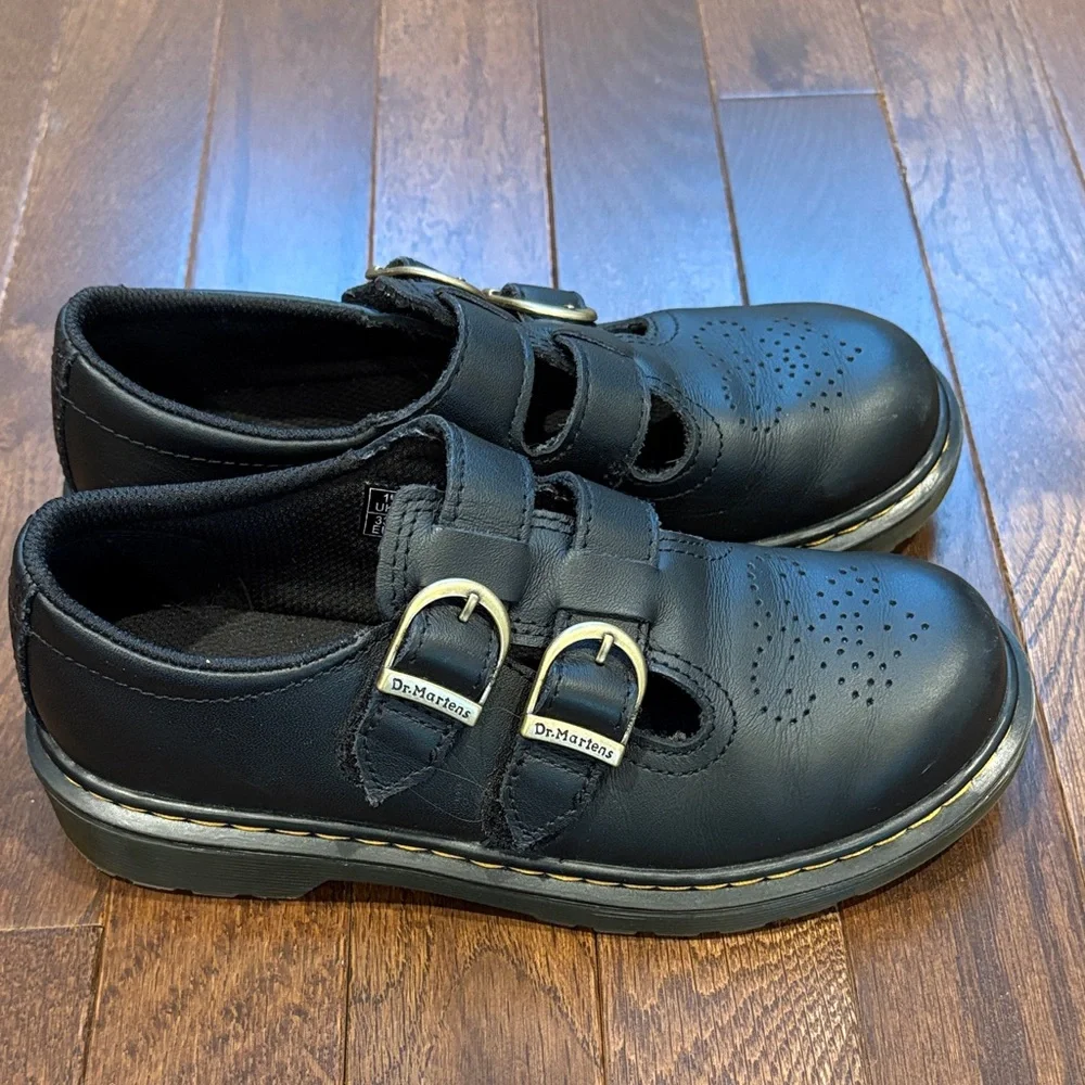 Dr. Martens Kids Size 2 Black Leather Mary Jane Shoes Buckle Strap for Uniform - Picture 3 of 9